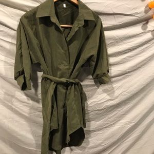 Olive green dress / suede look